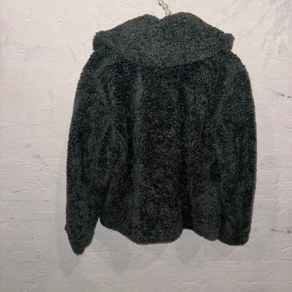 Kensie Faux Shearling Moto Teddy Jacket Sage Forest Green Sz Med Snap Closure - Picture 3 of 11